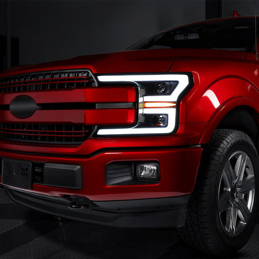 18-20 FORD F-150 BLACK CLEAR PROJECTOR HEADLIGHTS