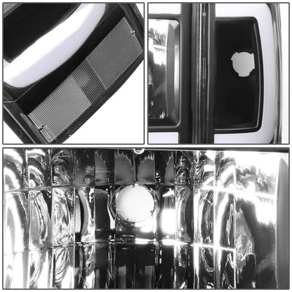 87-91 Ford Bronco F-150 F-250 F-350 LED DRL Headlights Black Housing