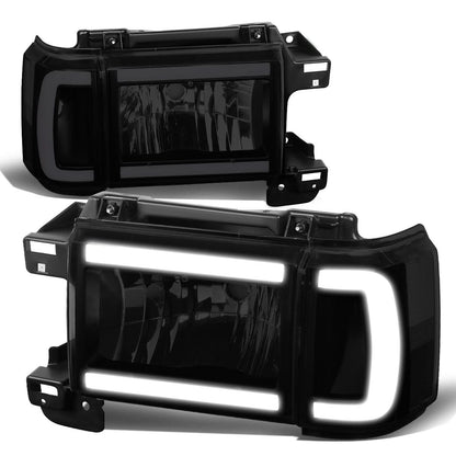87-91 Ford Bronco F-150 F-250 F-350 LED DRL Headlights Black Smoke