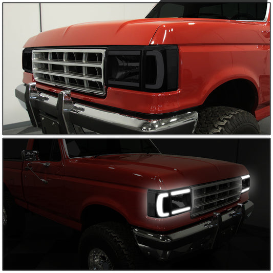87-91 FORD F150 F250 F350 BRONCO SMOKED/CLEAR CORNER HEADLIGHT LAMP