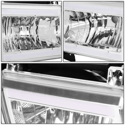 87-91 Ford Bronco F-150 F-250 F-350 LED DRL Chrome Headlights