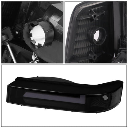 92-96 Ford F-150 F-250 F-350 Bronco Dual LED DRL Headlights Black