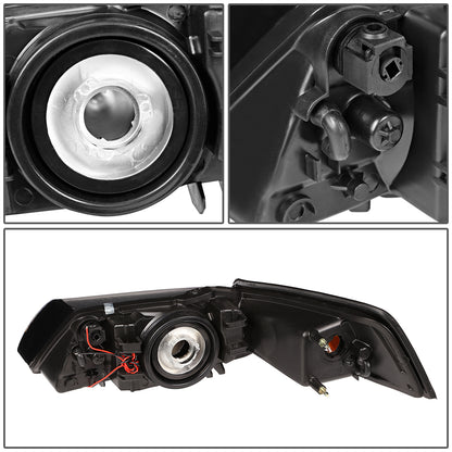 1999-2004 FORD MUSTANG PAIR BLACK HOUSING AMBER CORNER HEADLIGHT