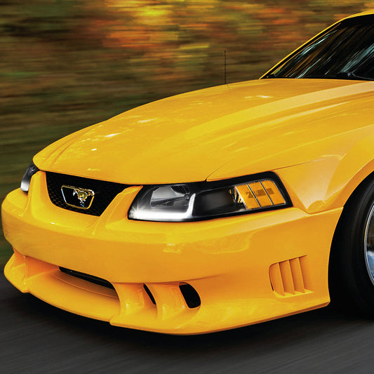 1999-2004 FORD MUSTANG PAIR BLACK HOUSING AMBER CORNER HEADLIGHT