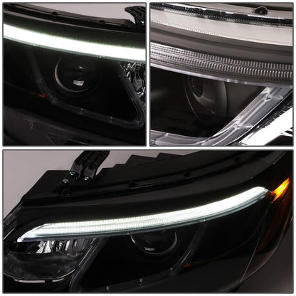 2014-2015 Kia Sorento LED DRL Headlights - Black Housing Clear Corner