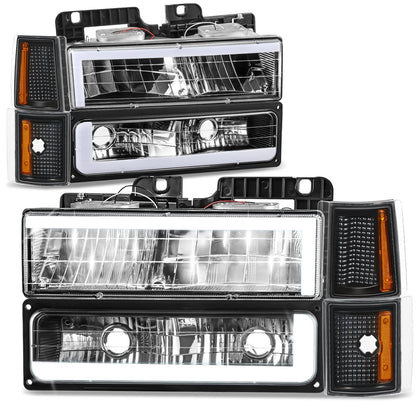 94-00 GMC C/K Series Yukon Suburban Clear LED Bar Headlights