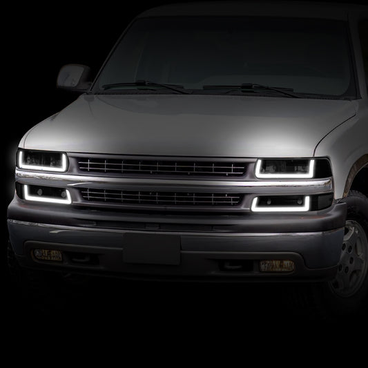 99-02 Silverado 00-06 Tahoe Headlight+Bumper Lamps Black/Smoked