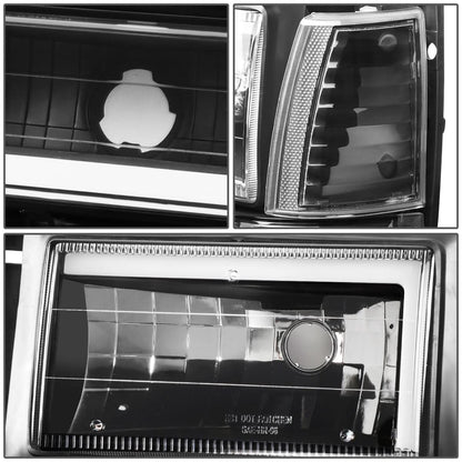 91-94 Ford Explorer LED DRL Headlights Black Housing Clear Corner