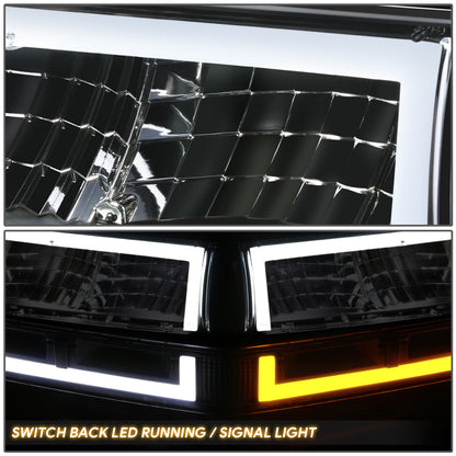 98-04 Chevy Blazer S10 Headlights Black/Clear Switchback L-LED DRL Signal