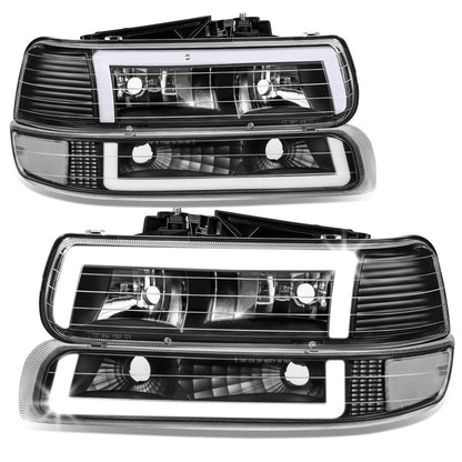 99-06 Chevrolet Silverado Tahoe Suburban LED DRL Dual C-Bar Headlights