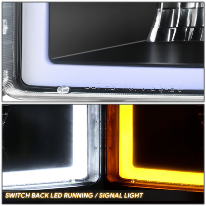 94-02 Dodge Ram 1500-3500 Headlights Black/Amber Switchback Dual L-LED DRL