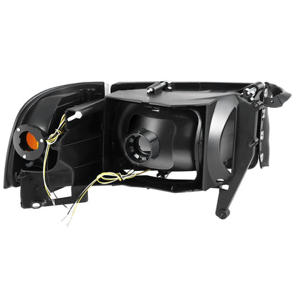 Clear Lens Amber Reflector Black Housing LED Bar Headlights 4-Piece