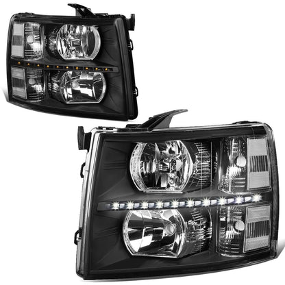 07-14 Chevrolet Silverado LED Reflector Headlights Black Housing