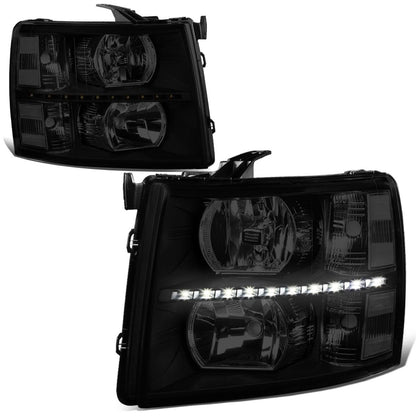 2007-2014 Chevrolet Silverado LED Reflector Headlights - Black/Clear/Smoke