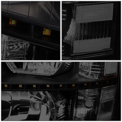 2007-2014 Chevrolet Silverado LED Reflector Headlights - Black/Clear/Smoke