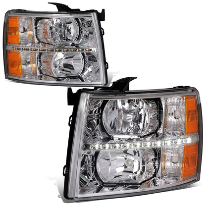 2007-2014 Chevrolet Silverado LED Reflector Headlights Chrome Housing