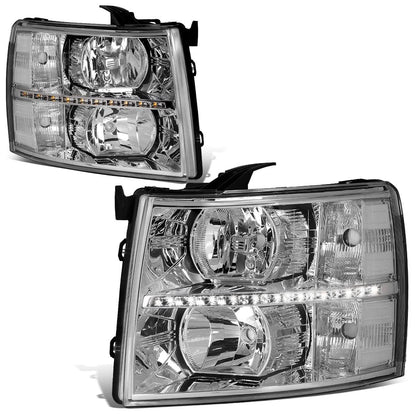 07-14 Chevrolet Silverado LED Reflector Headlights Chrome Housing
