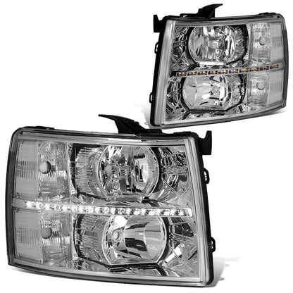 07-14 Chevrolet Silverado LED Reflector Headlights Chrome Housing
