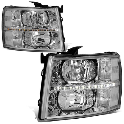 07-14 Chevrolet Silverado LED Reflector Headlights Chrome Housing