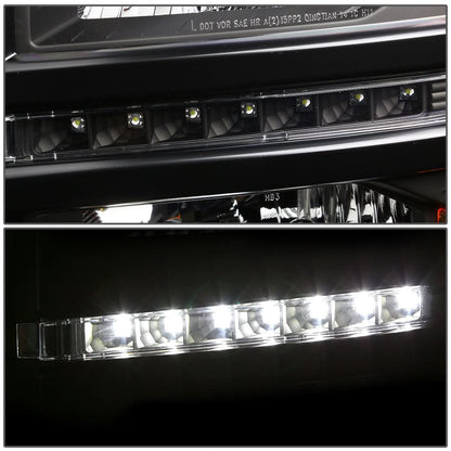 14-15 Chevy Silverado LED DRL Headlights Black Housing Amber Corner