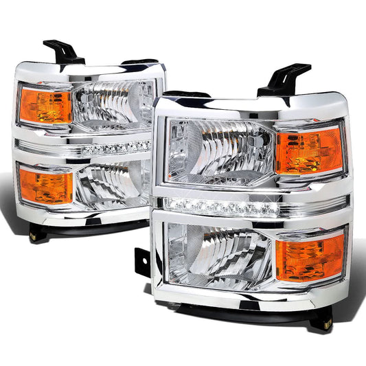2014-2015 Chevrolet Silverado LED DRL Chrome Headlights
