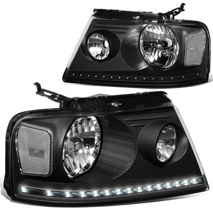 04-08 Ford F-150 / 06-08 Lincoln Mark LT LED DRL Headlights - Black