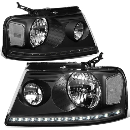 04-08 Ford F-150 / 06-08 Lincoln Mark LT LED DRL Headlights - Black