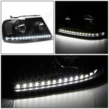 04-08 Ford F-150 / 06-08 Lincoln Mark LT LED DRL Headlights - Black