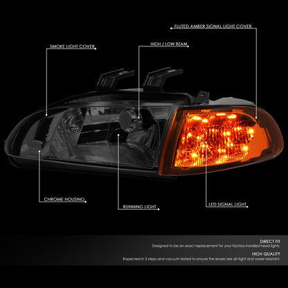 92-95 HONDA CIVIC 2/3DR SMOKED LENS HEADLIGHTS CORNER LAMPS