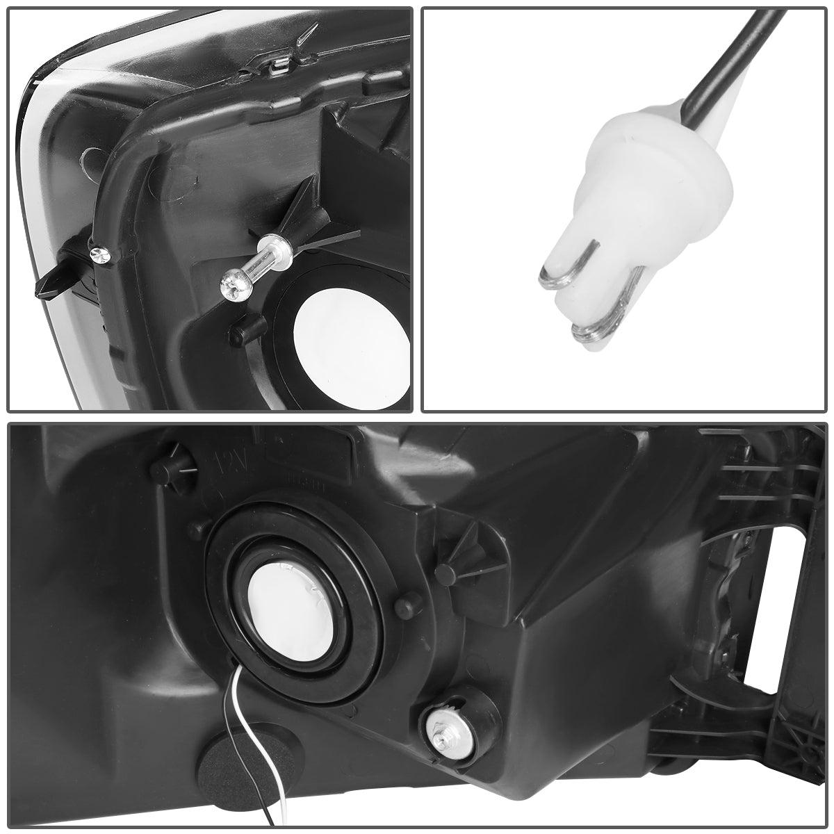 06-09 DODGE RAM 1500 2500 3500 LED DRL HEADLIGHTS BLACK/CLEAR