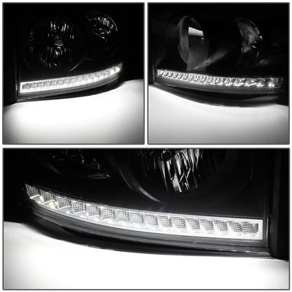 06-09 Dodge Ram LED DRL Headlights Black Housing Clear Corner