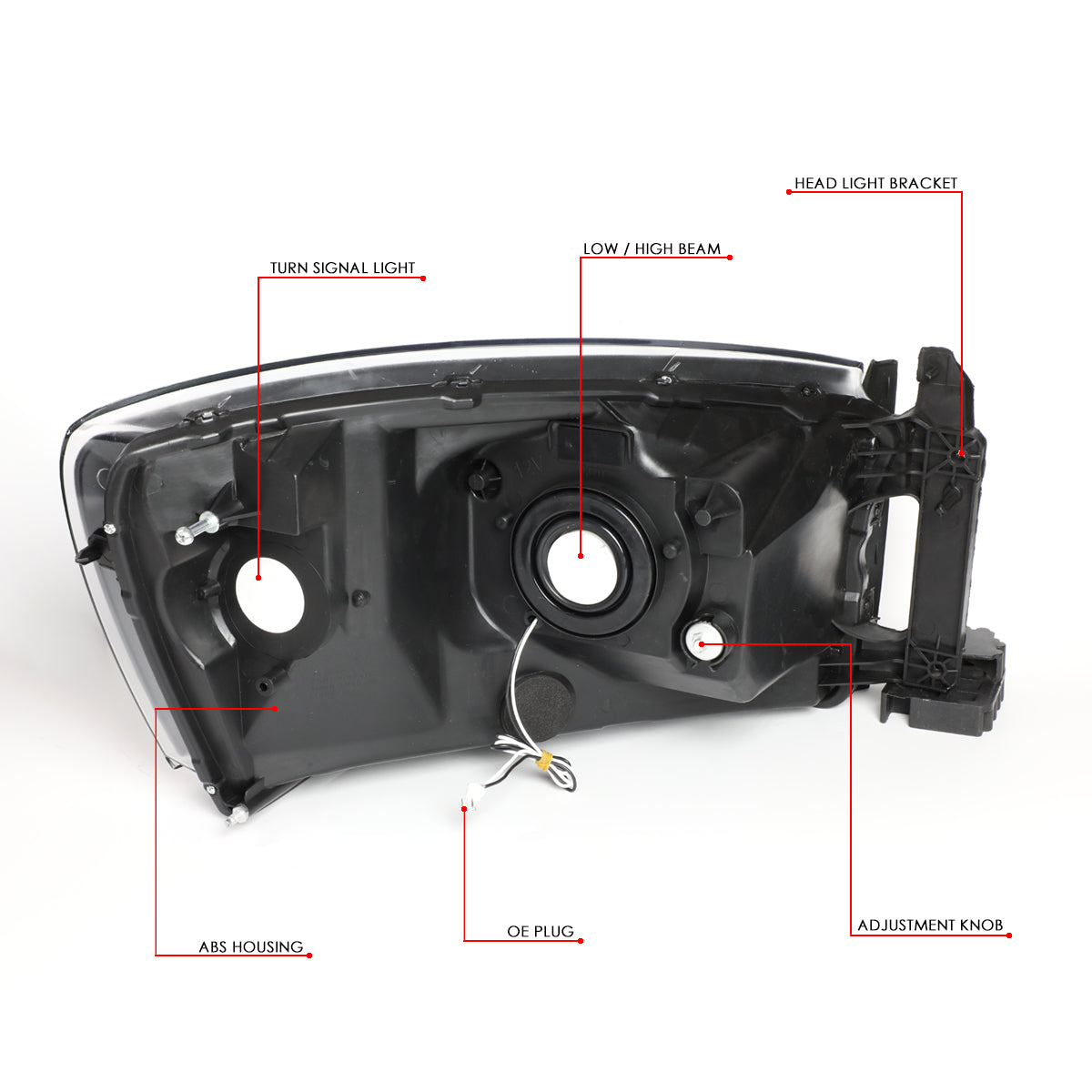 06-09 DODGE RAM 1500 2500 3500 LED DRL HEADLIGHTS BLACK/CLEAR