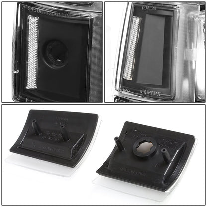 94-00 GMC C10 8PC Headlight Set - Black Housing Clear Corner