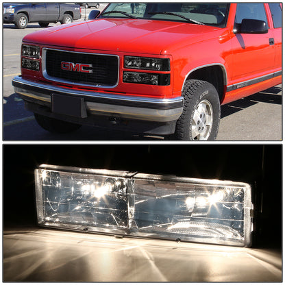 94-00 GMC C10 C/K SUBURBAN SMOKED HOUSING CLEAR CORNER HEADLIGHT BUMPER LAMP