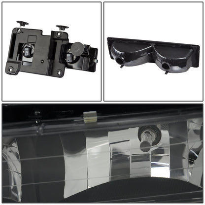 88-93 Chevrolet C10 Black Housing Clear Corner Headlights 8PC Set