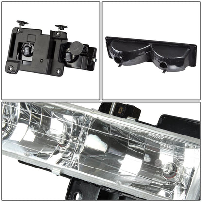 94-98 Chevrolet C10 8PC Chrome Housing Clear Corner Headlights