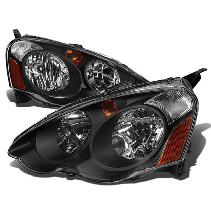 02-04 Acura RSX Black Housing Amber Corner Headlights