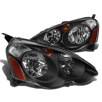 02-04 Acura RSX Black Housing Amber Corner Headlights