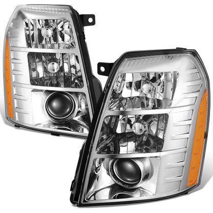 2007-2014 Cadillac Escalade Chrome Headlights with Amber Corner