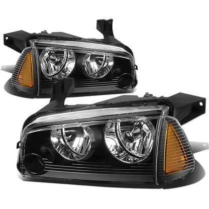 06-10 Dodge Charger 4PC Black Housing Amber Corner Headlights