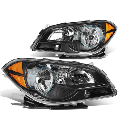 2008-2012 Chevrolet Malibu Black Housing Headlights with Amber Corner