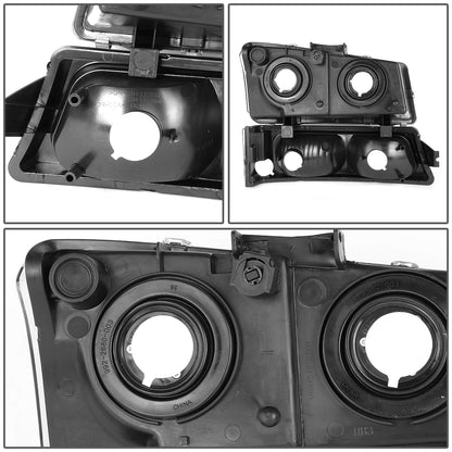 03-06 Chevy Silverado 1500-3500 Avalanche Headlight Bumper Lamps Black Pair