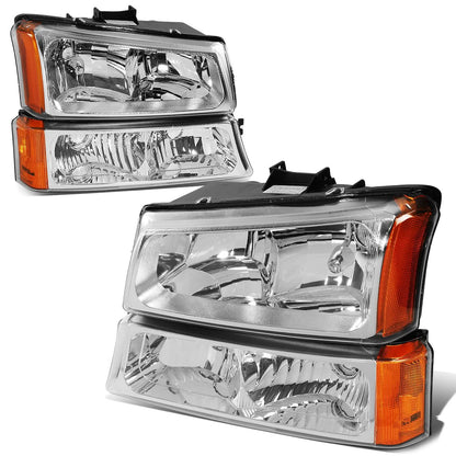 03-06 Chevy Silverado/Avalanche Chrome Headlights 4PC Set 9005/9006