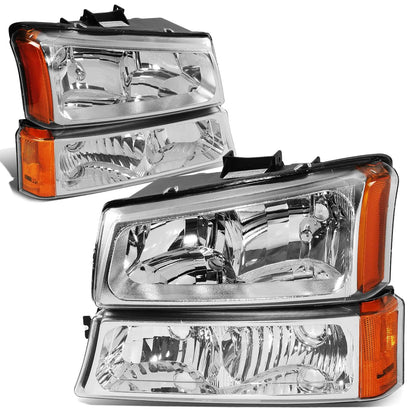 03-06 Chevy Silverado/Avalanche Chrome Headlights 4PC Set 9005/9006