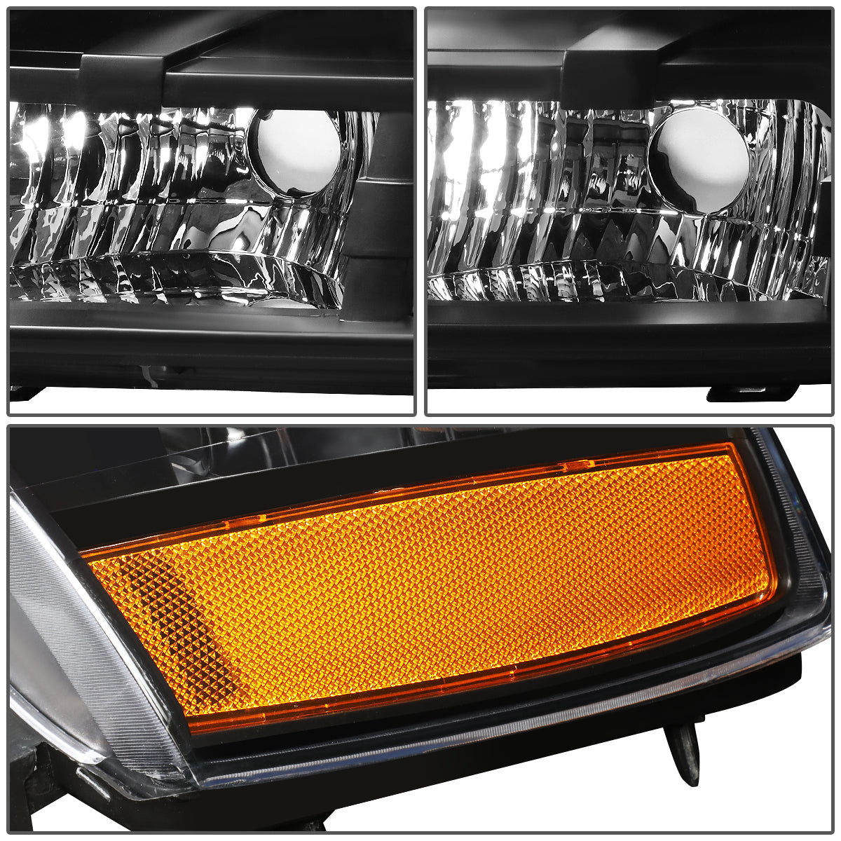 07-14 Chevy Tahoe Suburban Avalanche Black Housing Amber Corner Headlights