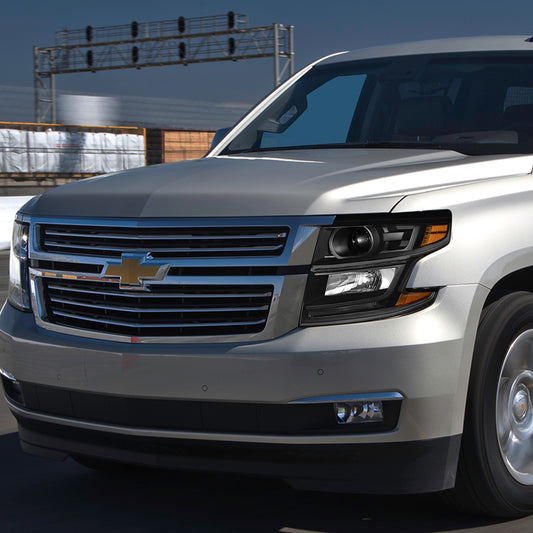 15-20 CHEVY TAHOE SUBURBAN BLACK/AMBER CORNER LED DRL PROJECTOR HEADLIGHT