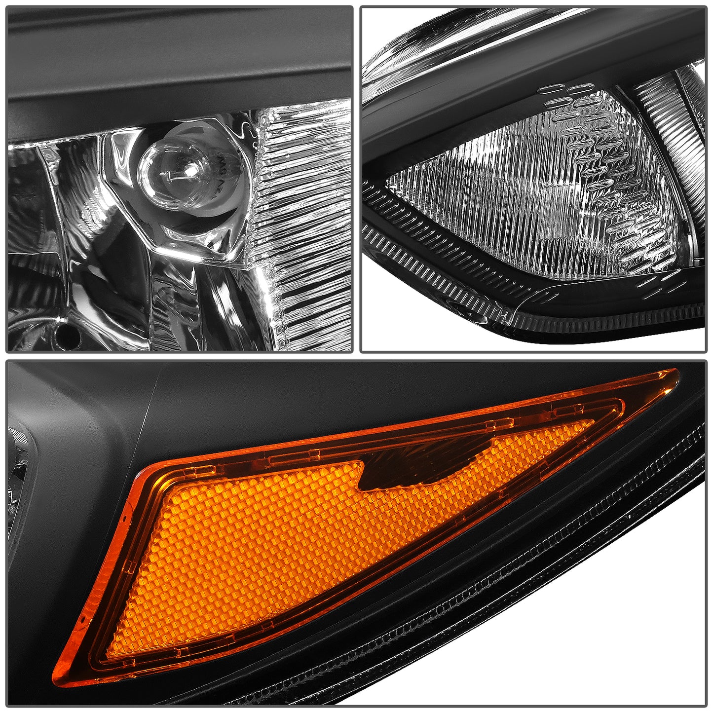 15-18 FORD FOCUS OE STYLE BLACK HOUSING AMBER CORNER HEADLIGHT HEAD LAMPS