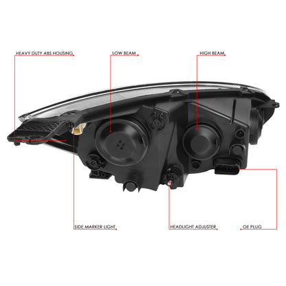 15-18 FORD FOCUS OE STYLE BLACK HOUSING AMBER CORNER HEADLIGHT HEAD LAMPS