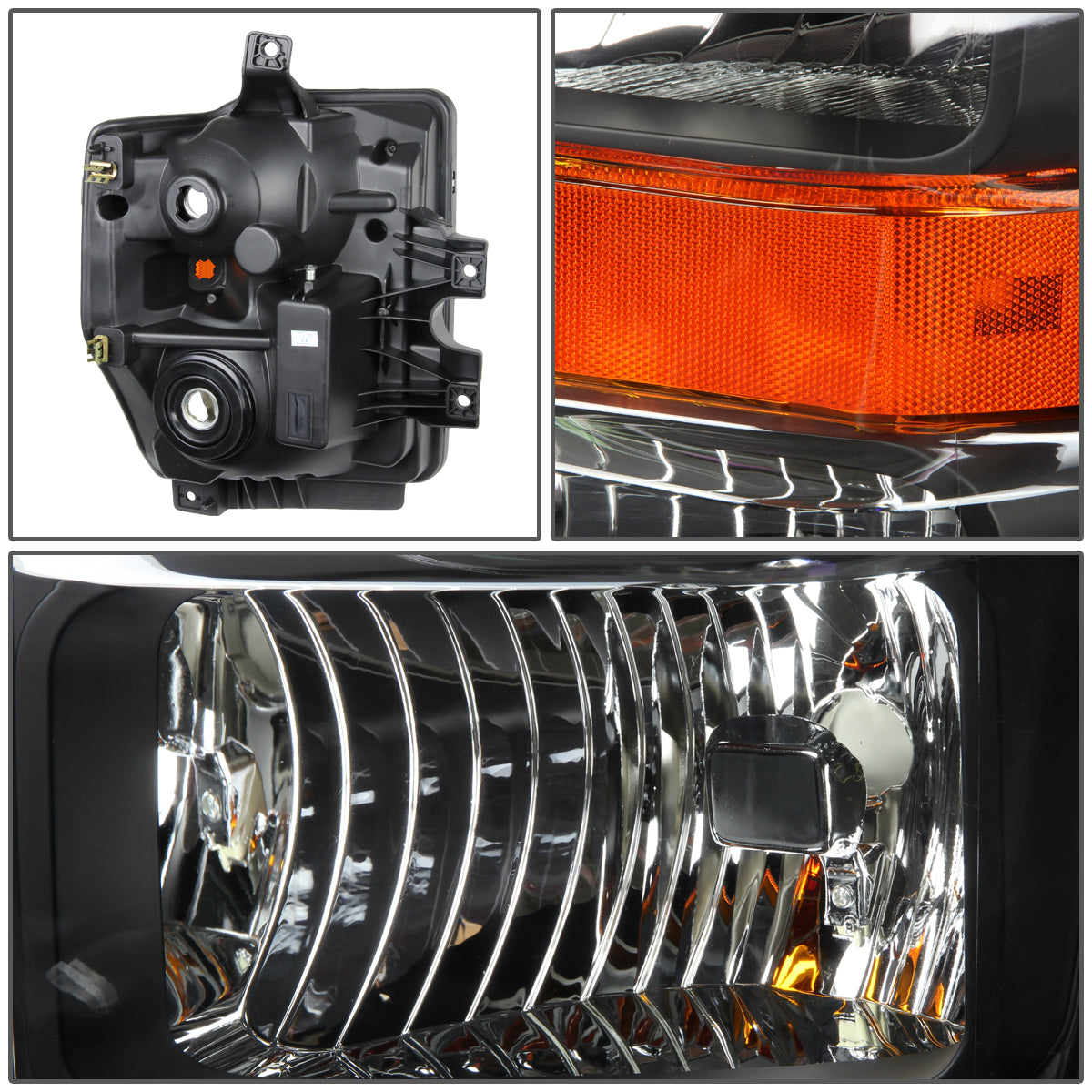 08-10 FORD F250 F350 SUPER DUTY BLACK HOUSING AMBER CORNER HEADLIGHT LAMPS