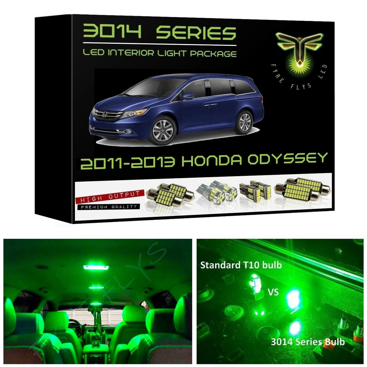 2011-2013 Honda Odyssey Super Bright 3014 Series LED interior light kit